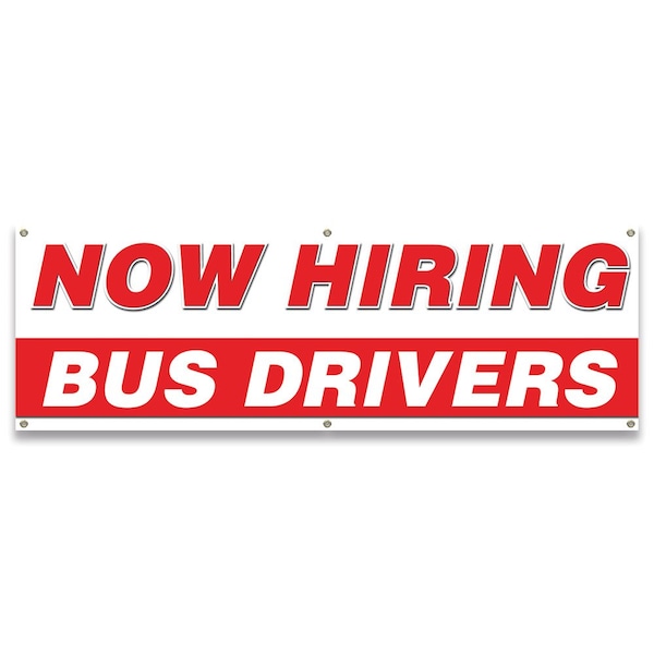 Now Hiring Bus Drivers Banner Apply Inside Accepting Application Single Sided
